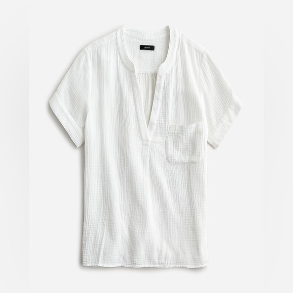J Crew V-neck double-gauze popover BI431 Medium White - Picture 2 of 4